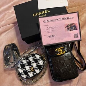 Authentic GWP from Chanel makeup Black and Gold Crossbody phone case.